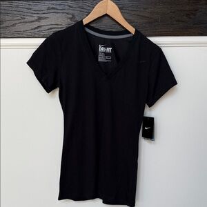 NWT Nike Women's Black V-Neck Dri-FIT Tee